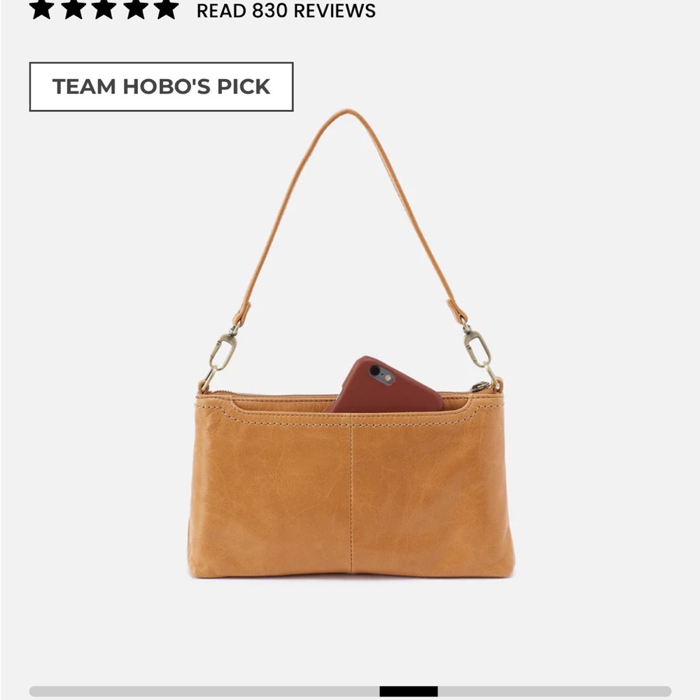 HOBO Elegant Tan (Truffle) Leather Crossbody Bag - Picture 6 of 9